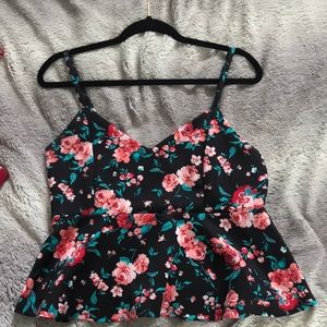 Spaghetti strap floral peplum top
